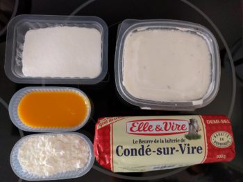 Préparer tous les ingrédients pour la crème pâtissière au caramel beurre salé