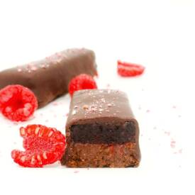 recette de la barre chocolatée praliné noir framboise