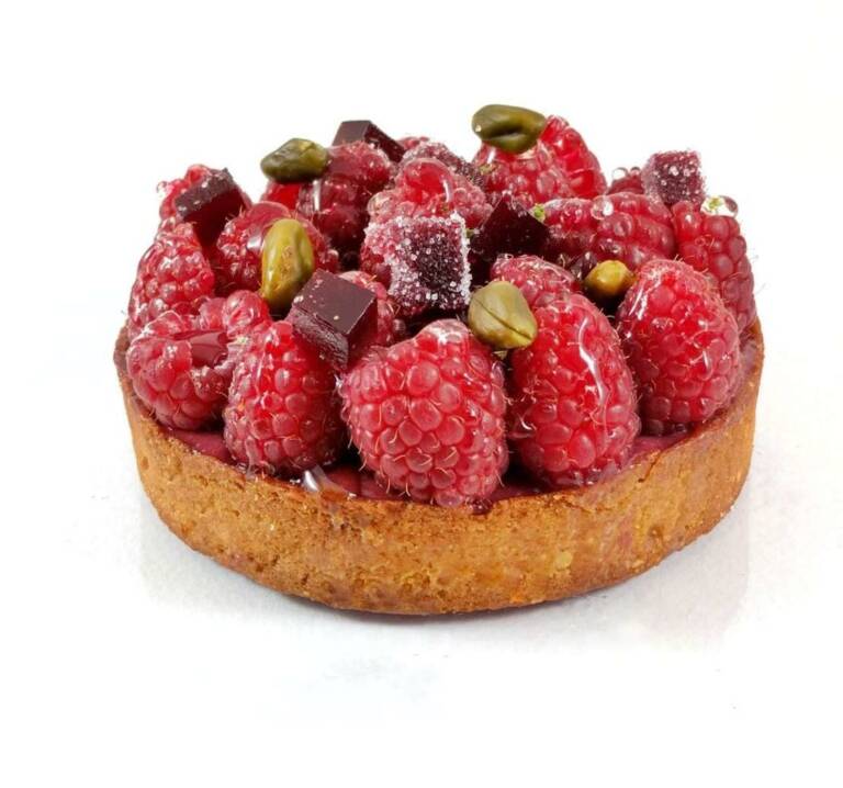 Tarte à la framboise et pistache