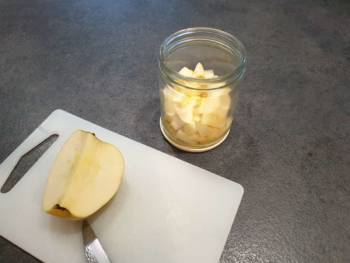 Placer la brunoise de pomme dans votre pot.