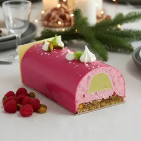 Bûche de Noël Framboise Pistache