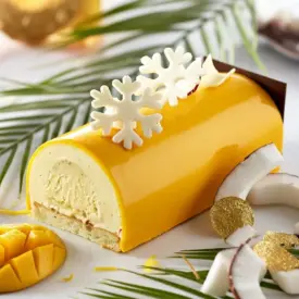 Bûche de noël fruits exotiques avec un insert crémeux à la vanille