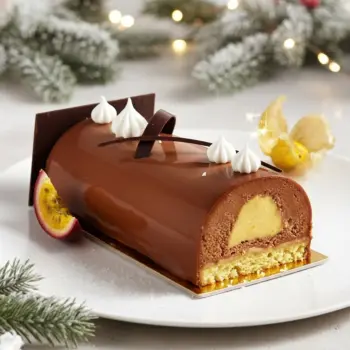 Recette de la bûche Chocolat au lait & Fruit de la passion