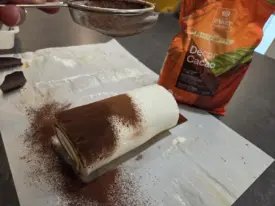 Version lissée et cacao en poudre dessus