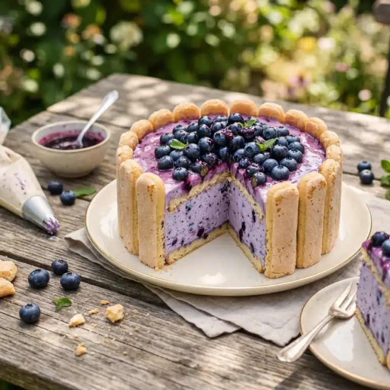 Charlotte aux myrtilles sans cuisson